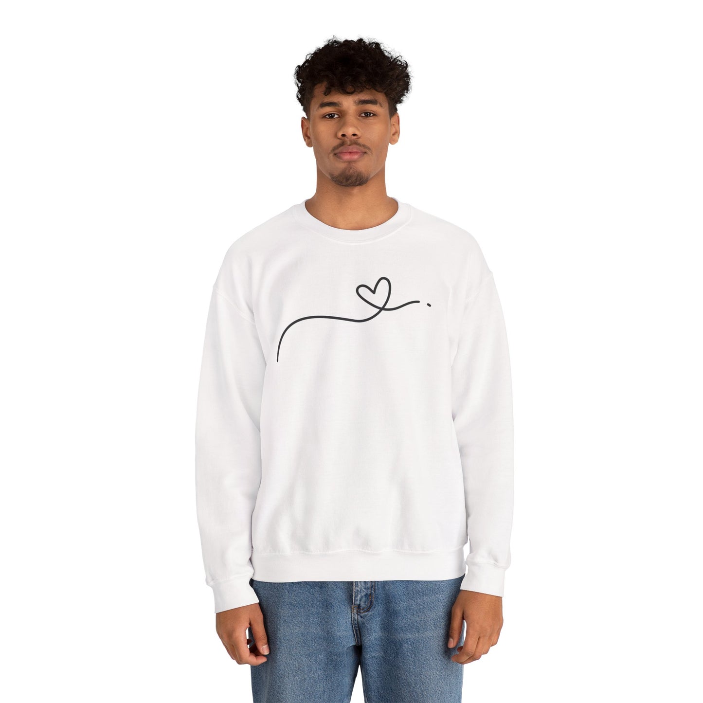 Heart Line Crewneck Sweatshirt – Minimalist Love Graphic
