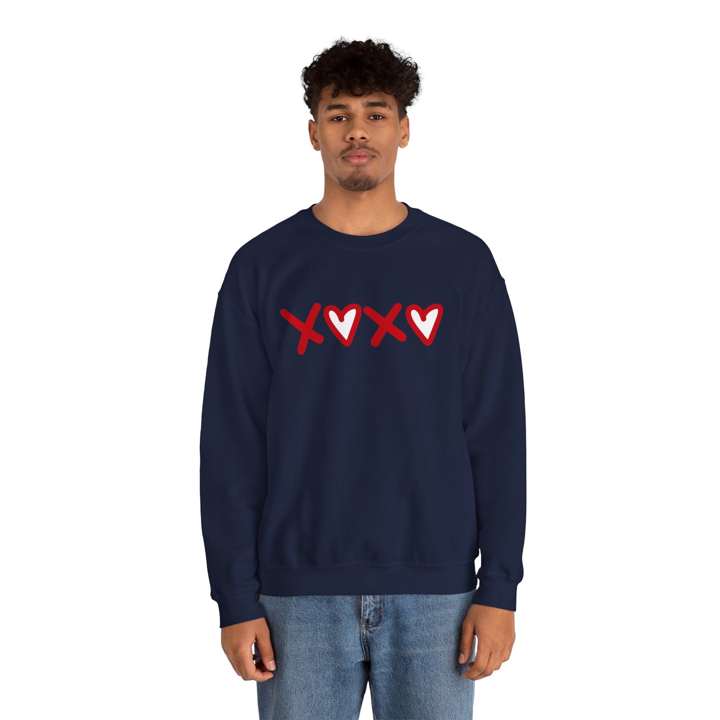 Crewneck Sweatshirt — Red XOXO Hearts Valentine’s Love Graphic