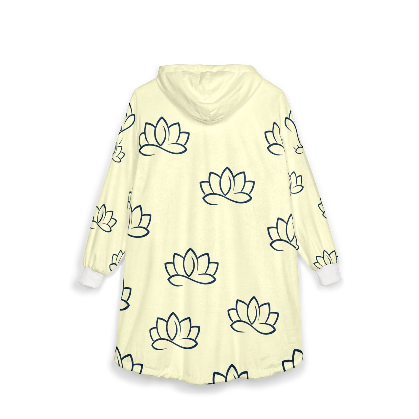 Lotus Print Hooded Blanket – Cozy Oversized Sherpa Robe for Yoga & Relaxation