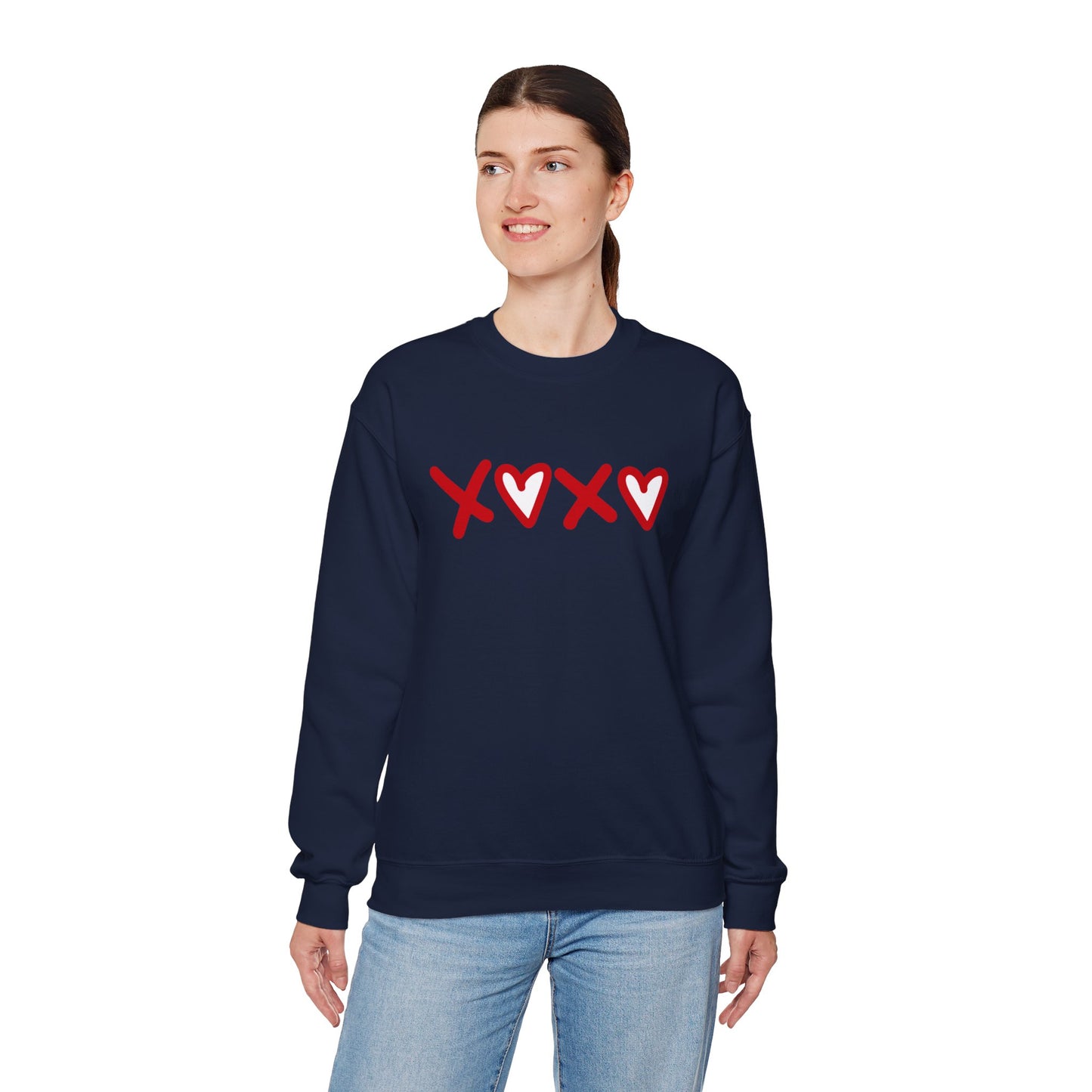 Crewneck Sweatshirt — Red XOXO Hearts Valentine’s Love Graphic