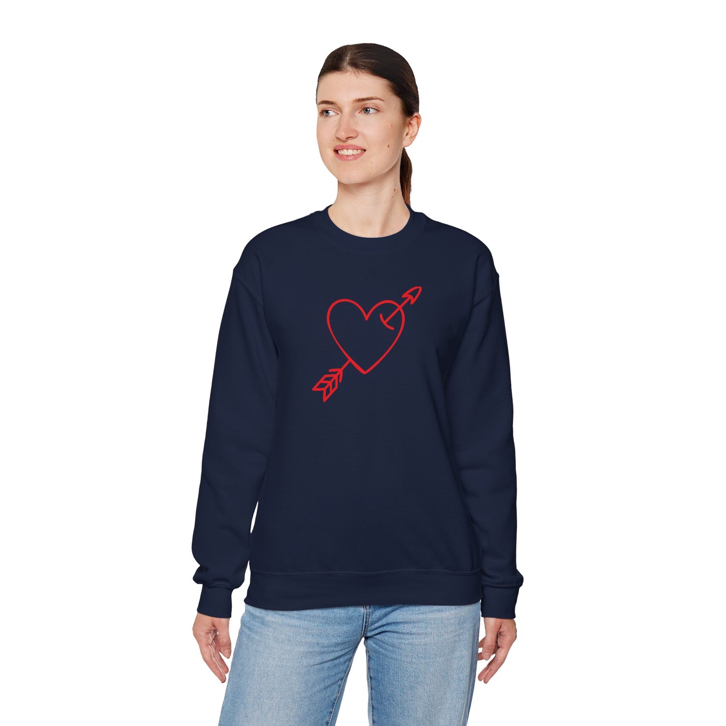 Heart Arrow Crewneck Sweatshirt — Minimal Valentine Pullover