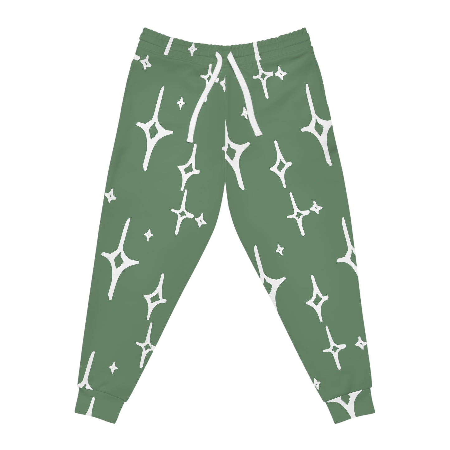 Green Starburst Athletic Joggers — Cozy All-Over-Print Lounge Pants
