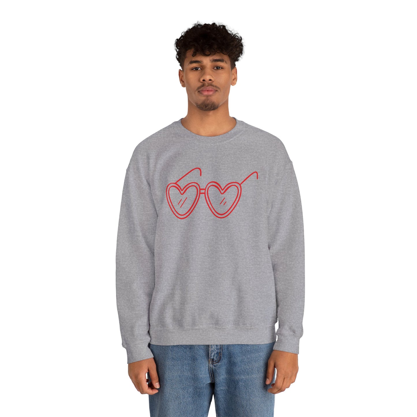 Heart Sunglasses Crewneck Sweatshirt — Cute Pink Retro Shades Pullover