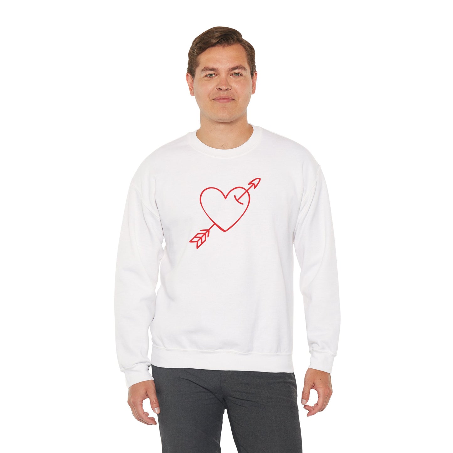 Heart Arrow Crewneck Sweatshirt — Minimal Valentine Pullover