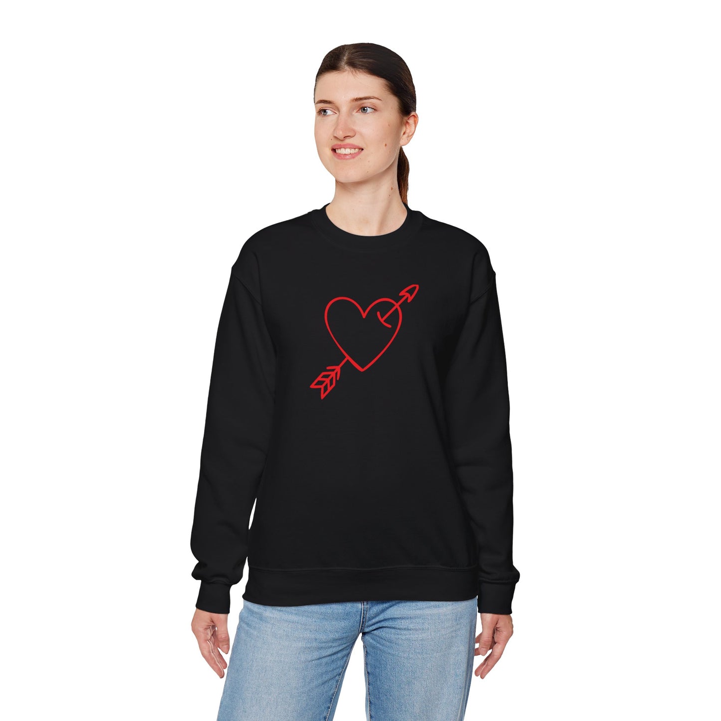 Heart Arrow Crewneck Sweatshirt — Minimal Valentine Pullover