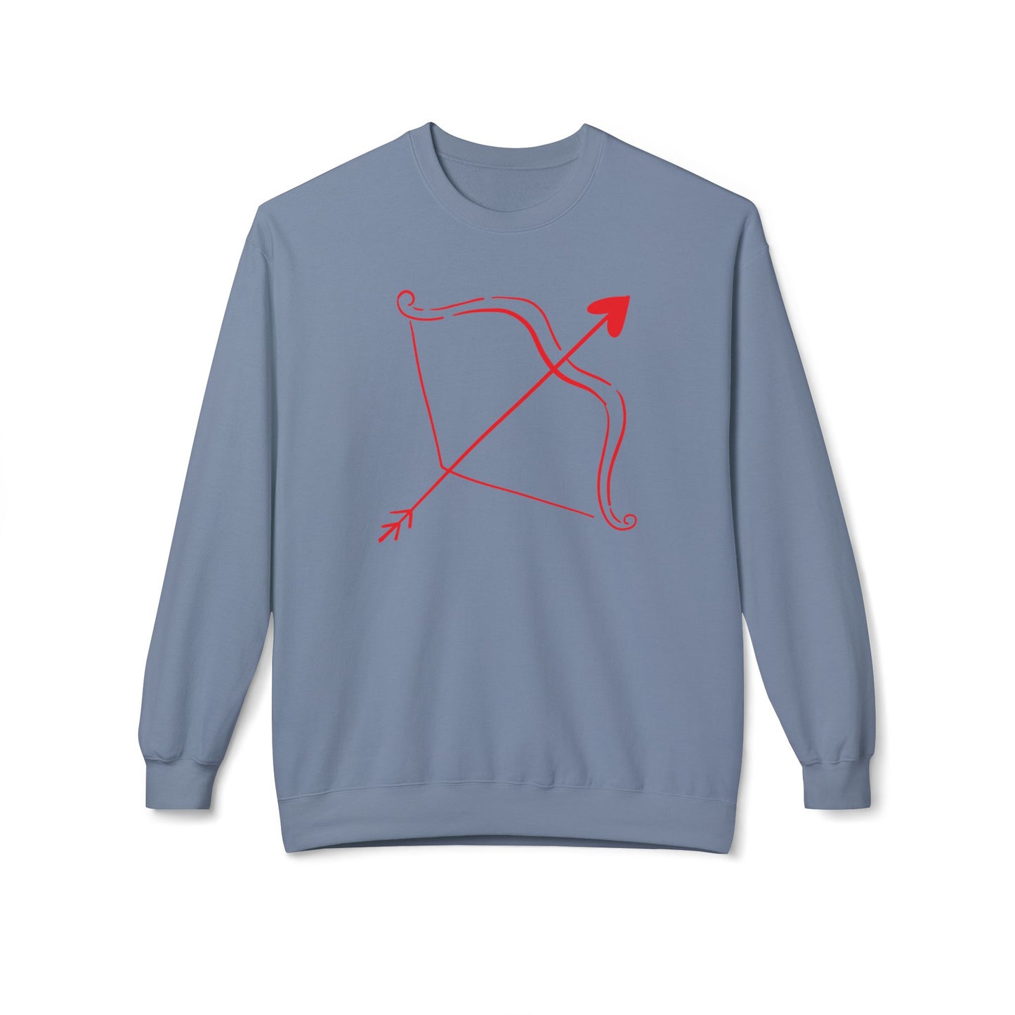 Bow & Arrow Crewneck Sweatshirt — Minimal Cupid Archery Graphic