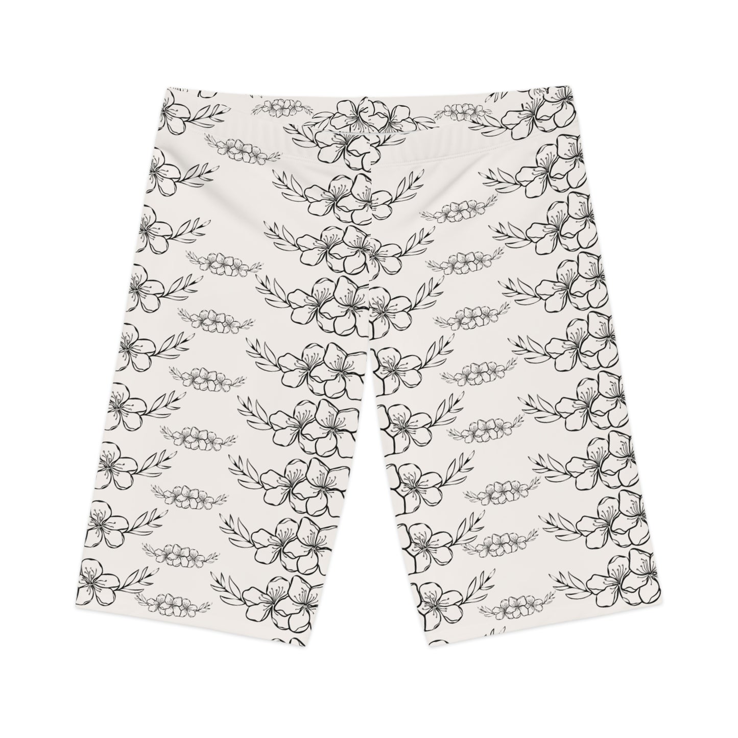 Floral Sketch Bike Shorts for Women | Minimalist Patterned Activewear