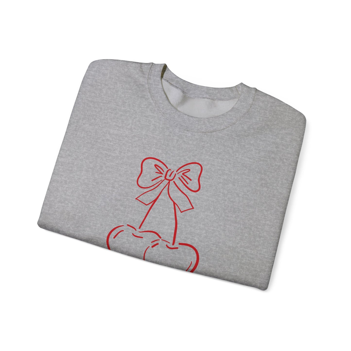 Cherry Bow Sweatshirt — Cute Minimalist Pink Cherry Crewneck