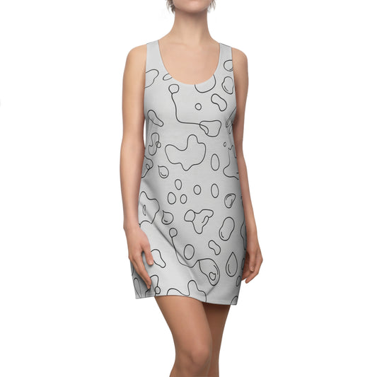 Racerback Dress — Minimal Abstract Outline Print, All-Over-Print Summer Dress
