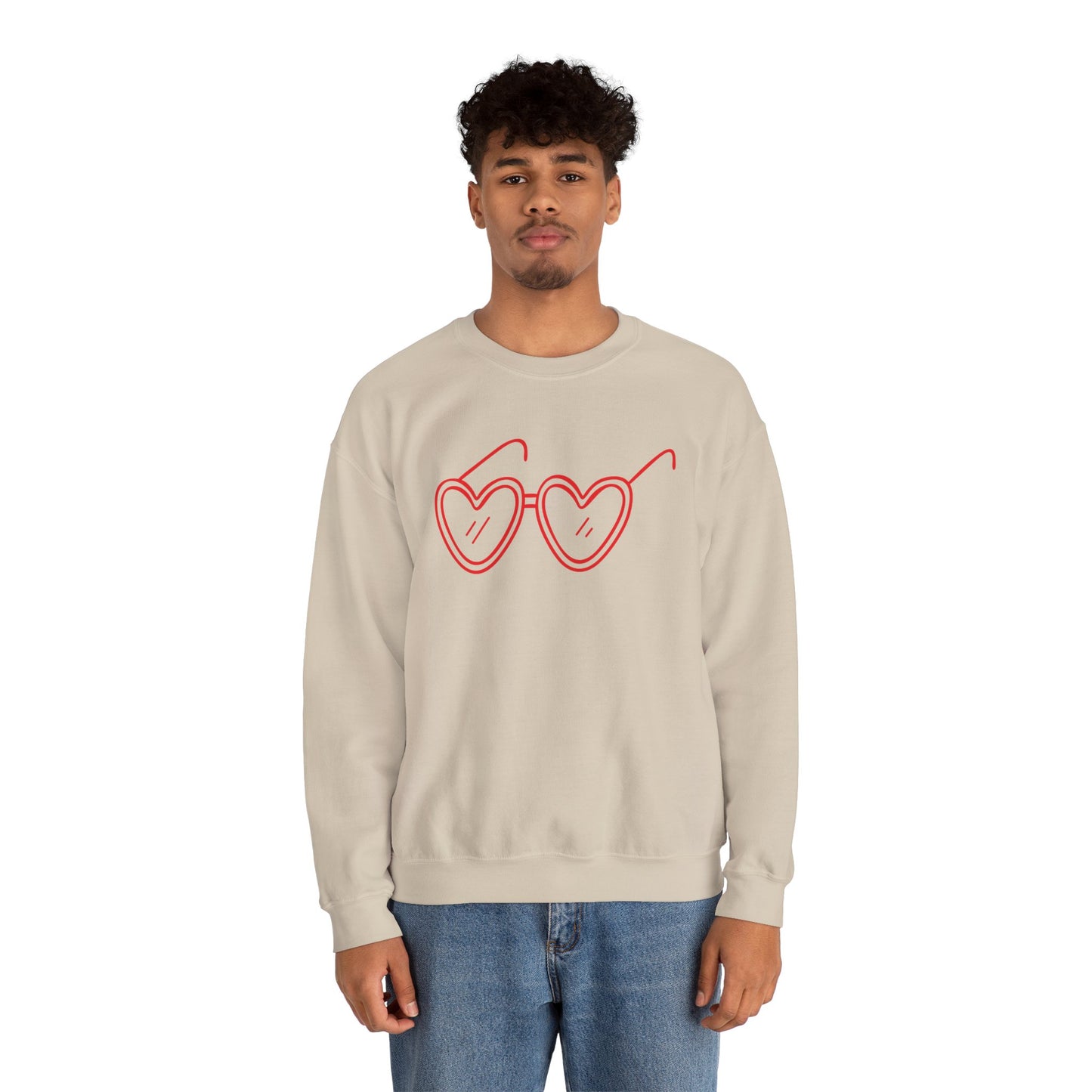 Heart Sunglasses Crewneck Sweatshirt — Cute Pink Retro Shades Pullover