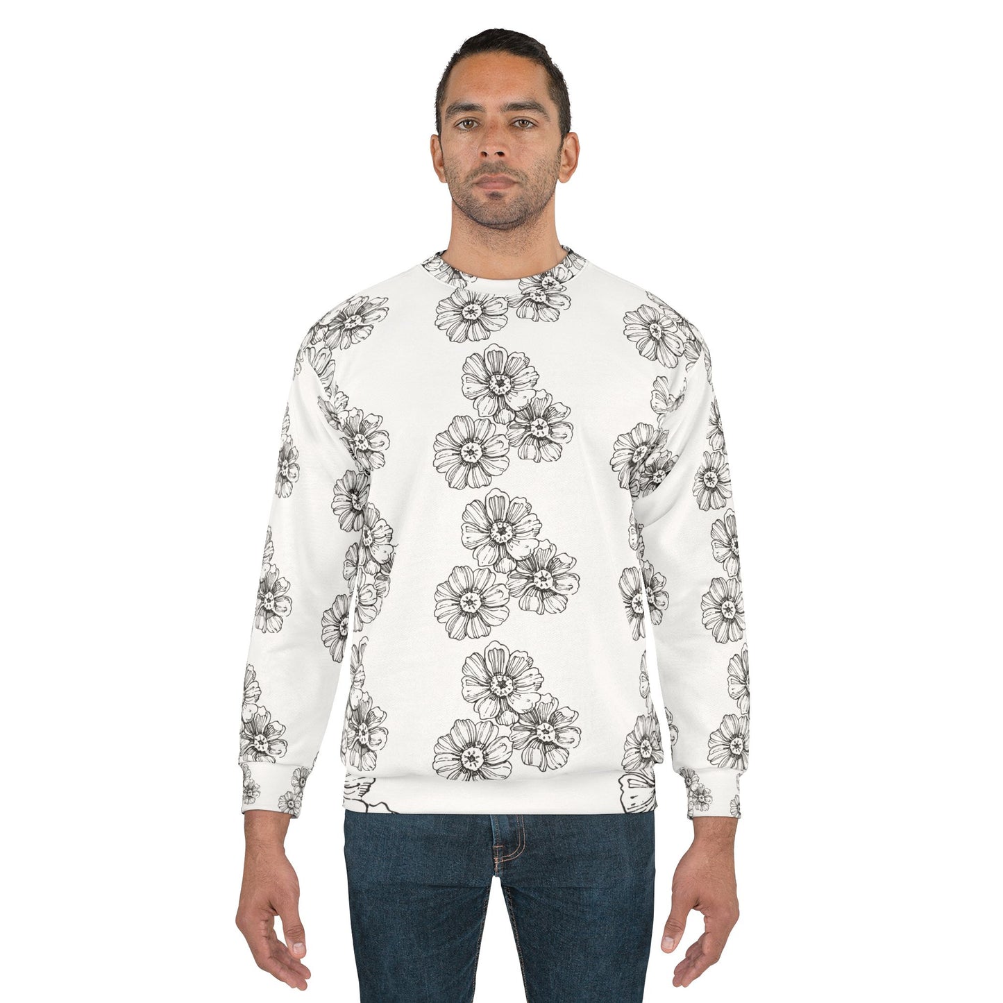 Floral Sketch All-Over Print Sweatshirt