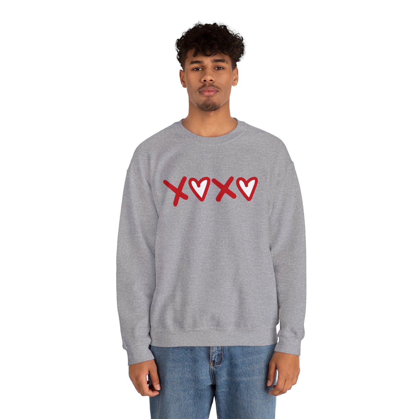 Crewneck Sweatshirt — Red XOXO Hearts Valentine’s Love Graphic
