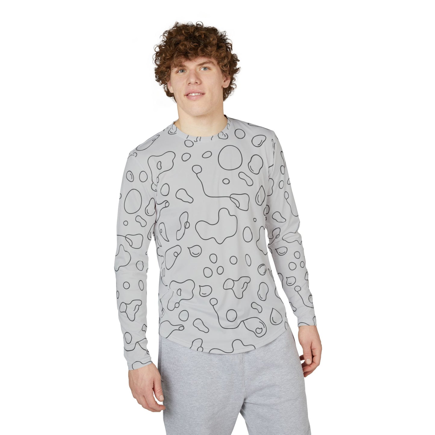 Men's UV Long Sleeve Shirt — Subtle Grey Camo All-Over Print