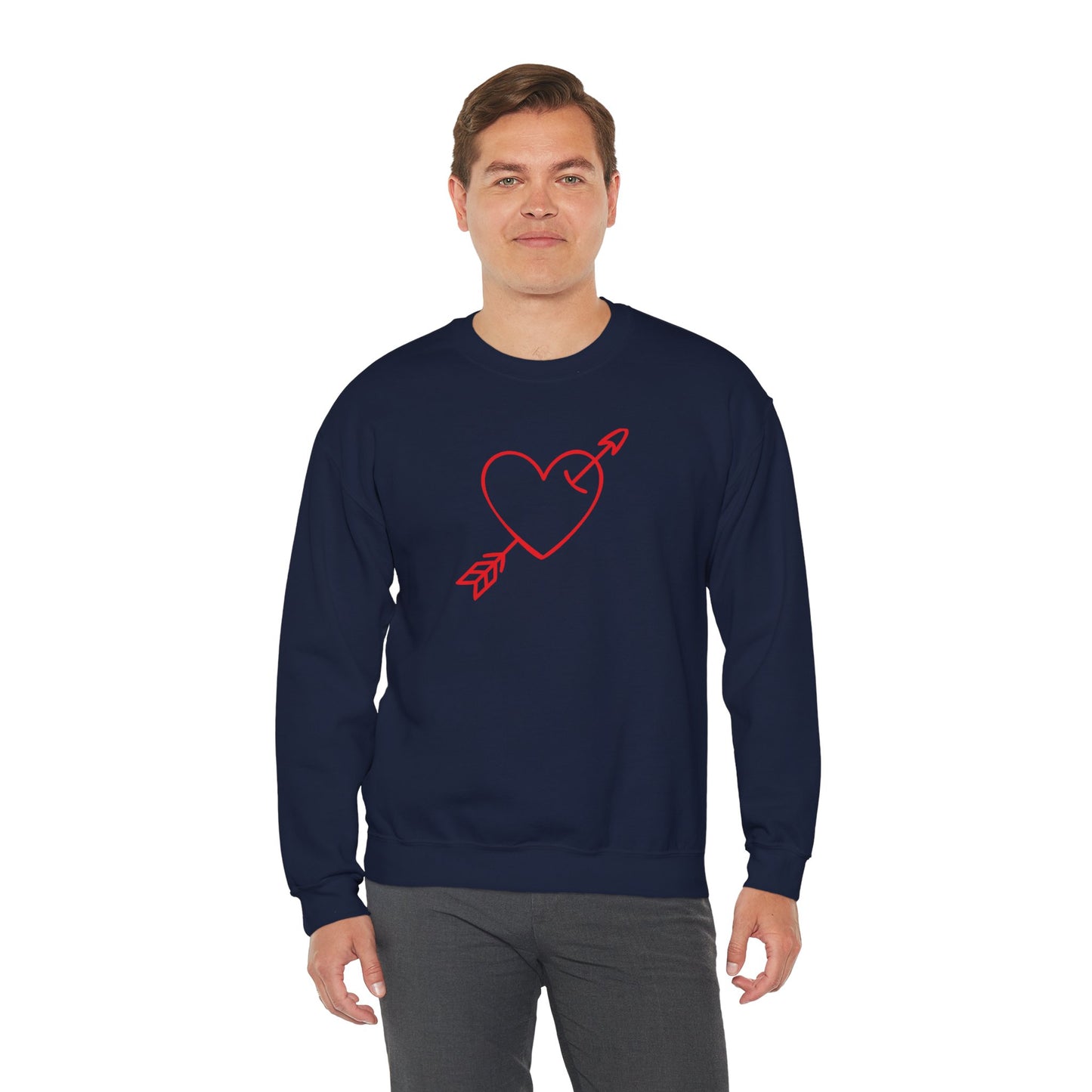 Heart Arrow Crewneck Sweatshirt — Minimal Valentine Pullover