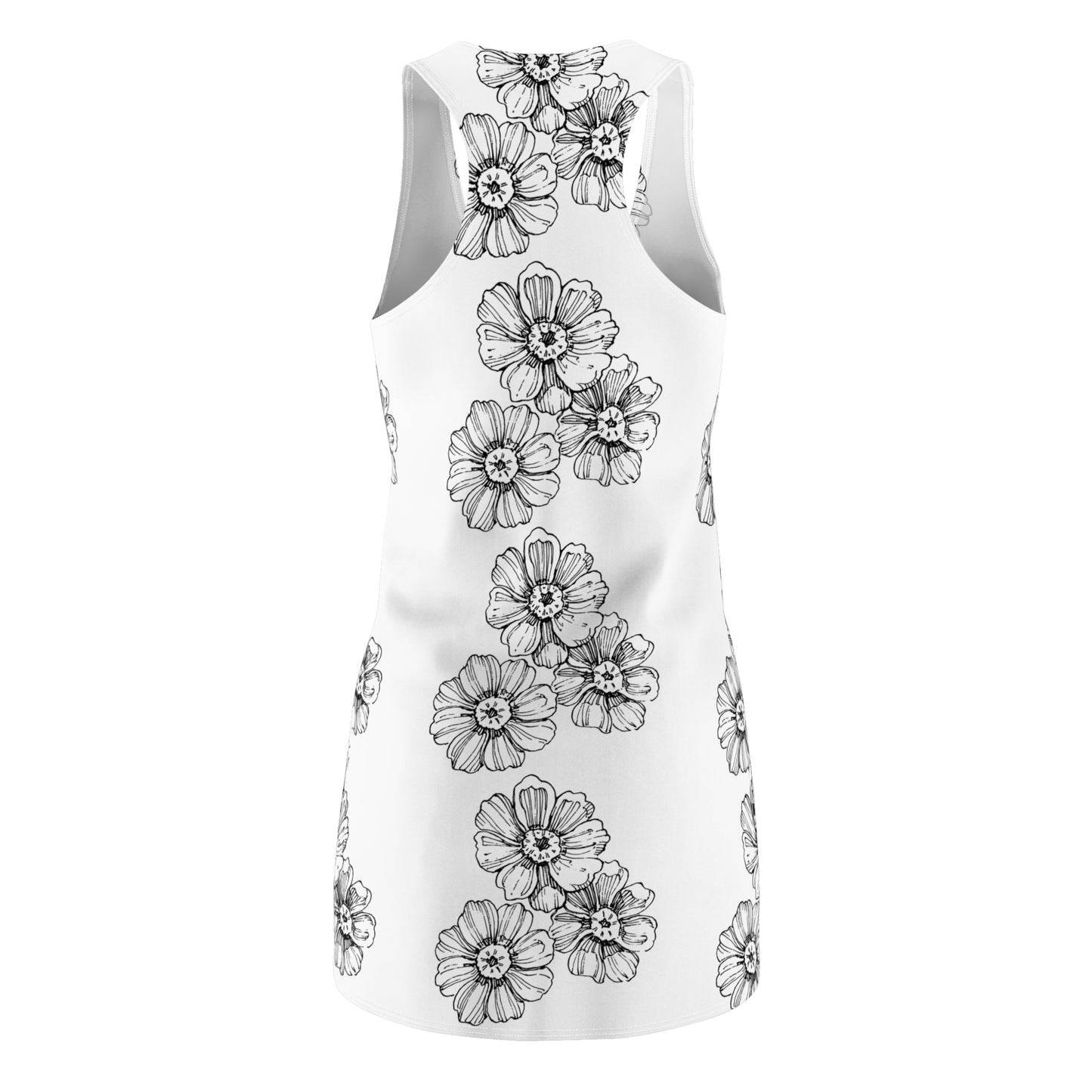 Floral Sketch Racerback Dress — Black & White Daisy Pattern