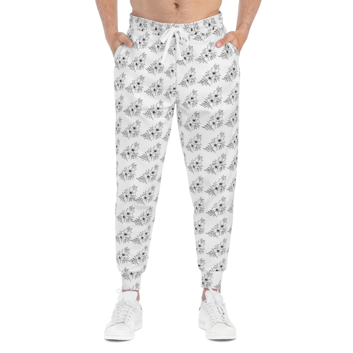 Floral Doodle Athletic Joggers — All-Over Print Cozy Track Pants