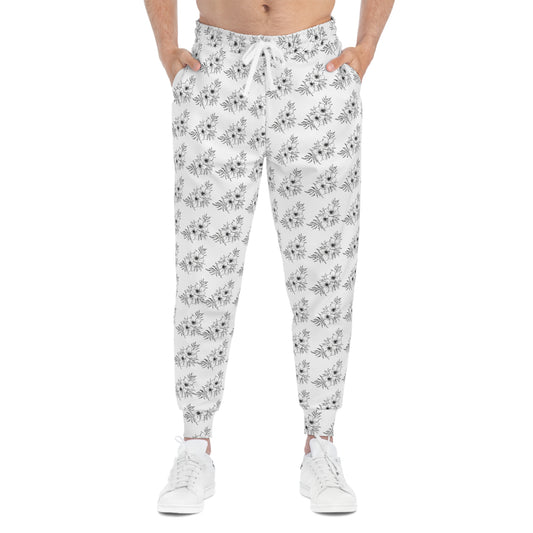 Floral Doodle Athletic Joggers — All-Over Print Cozy Track Pants