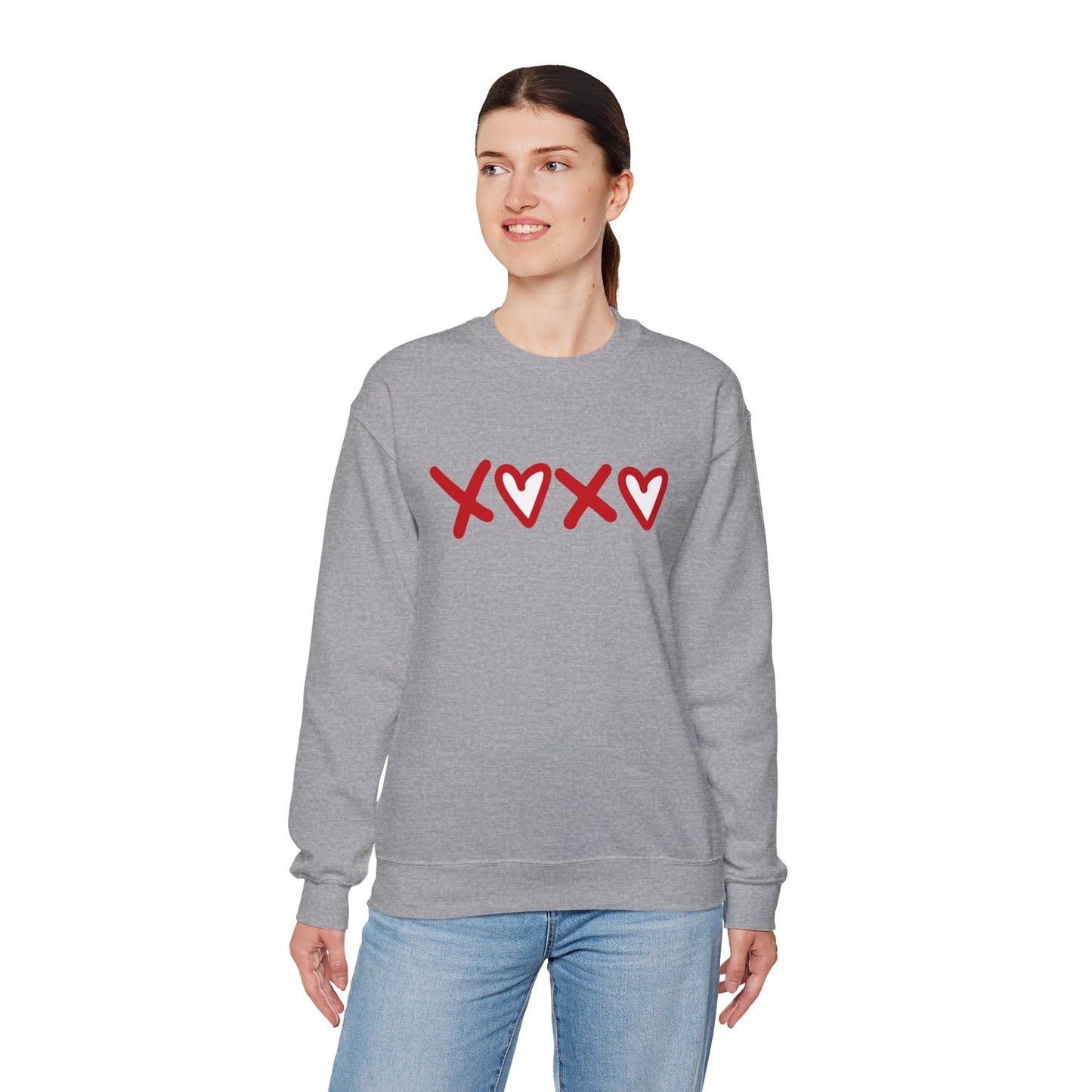 Crewneck Sweatshirt — Red XOXO Hearts Valentine’s Love Graphic