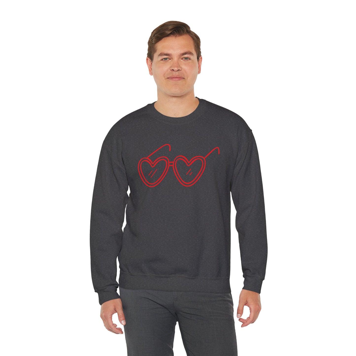 Heart Sunglasses Crewneck Sweatshirt — Cute Pink Retro Shades Pullover