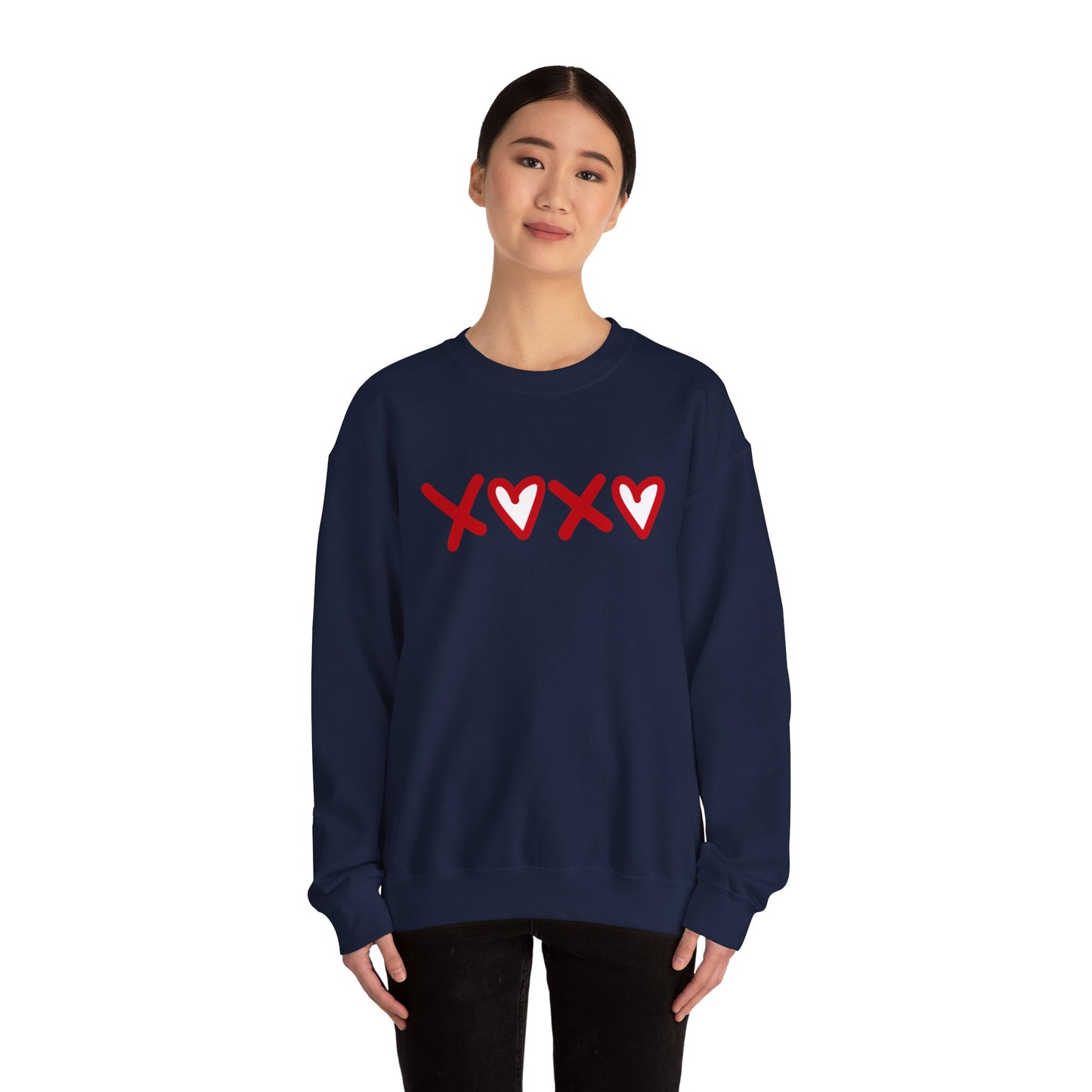 Crewneck Sweatshirt — Red XOXO Hearts Valentine’s Love Graphic