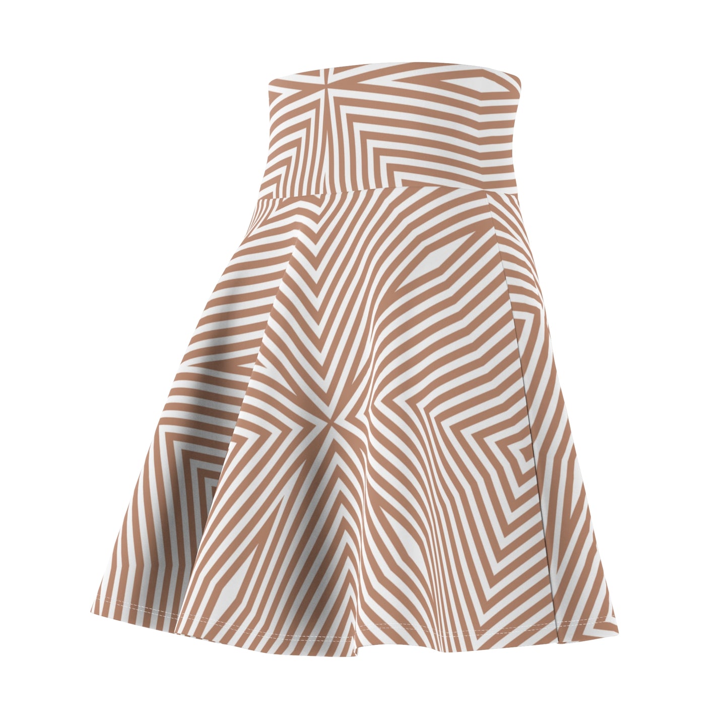 Geometric Taupe Optical-Print Skater Skirt