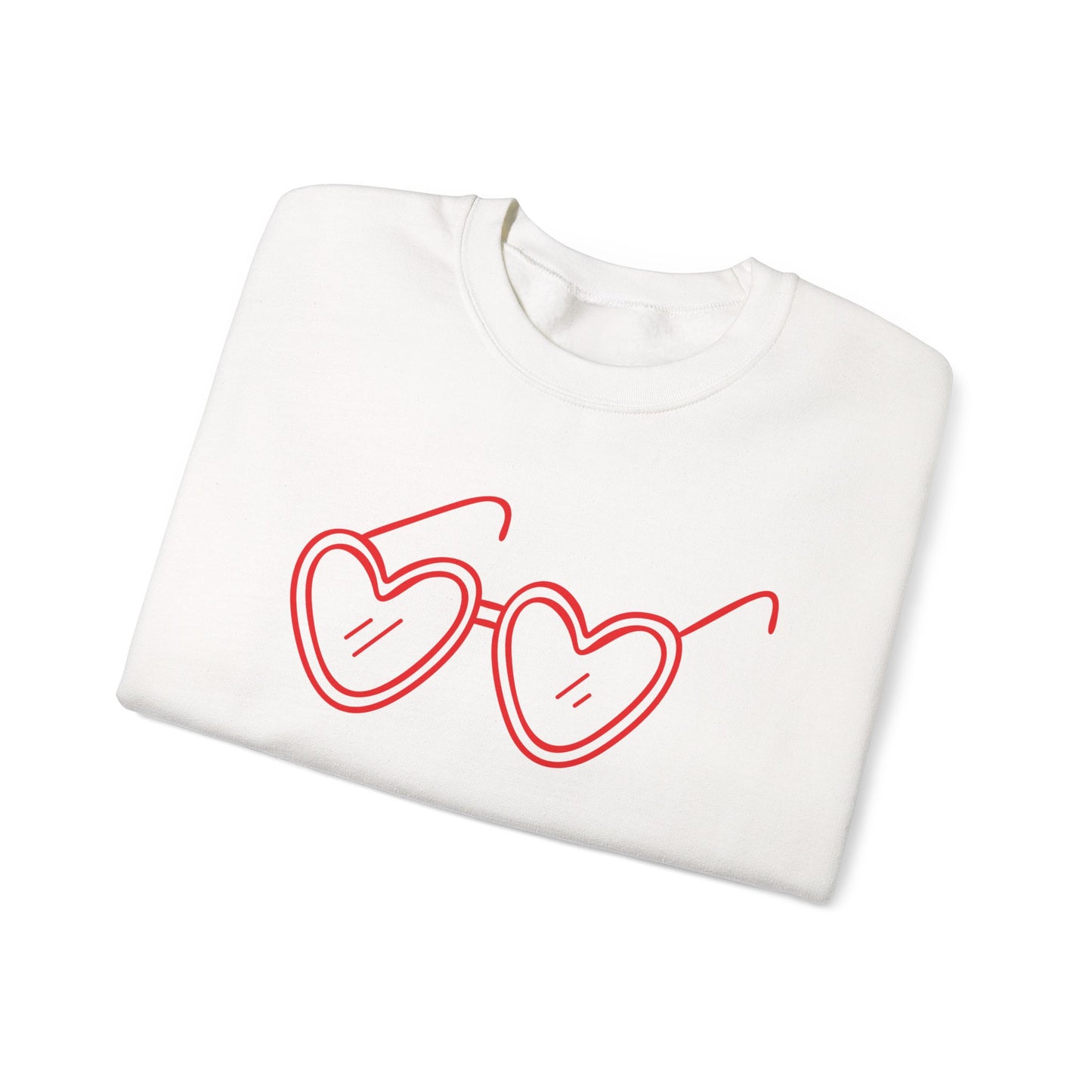 Heart Sunglasses Crewneck Sweatshirt — Cute Pink Retro Shades Pullover