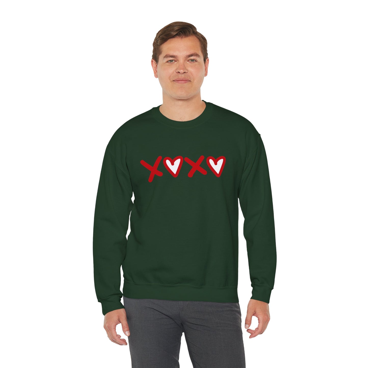 Crewneck Sweatshirt — Red XOXO Hearts Valentine’s Love Graphic