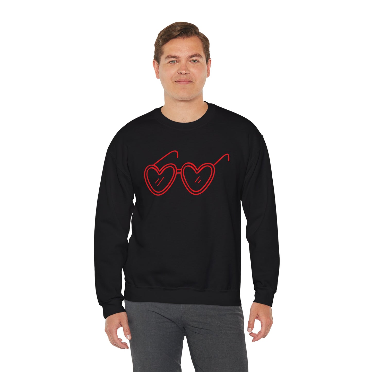 Heart Sunglasses Crewneck Sweatshirt — Cute Pink Retro Shades Pullover