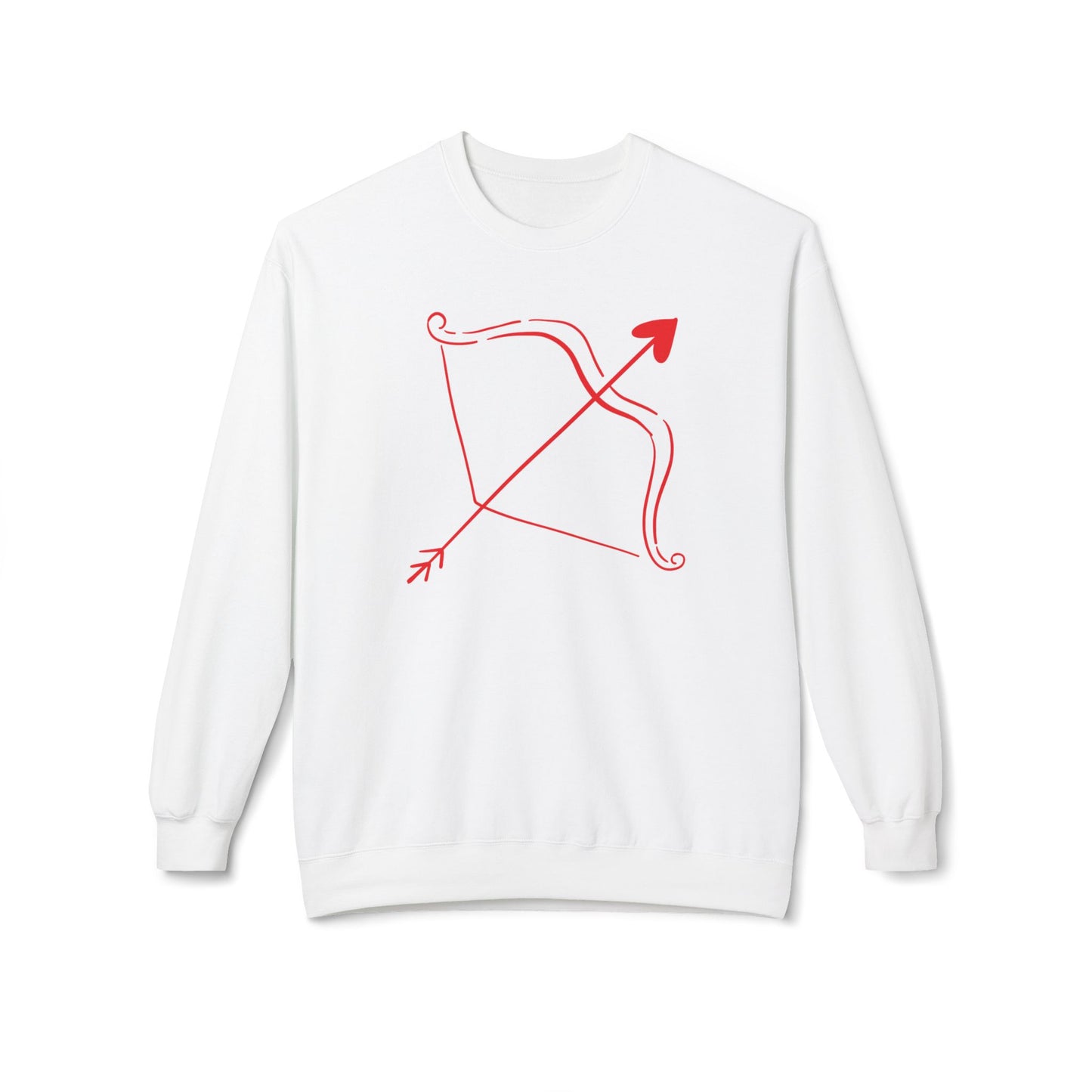 Bow & Arrow Crewneck Sweatshirt — Minimal Cupid Archery Graphic