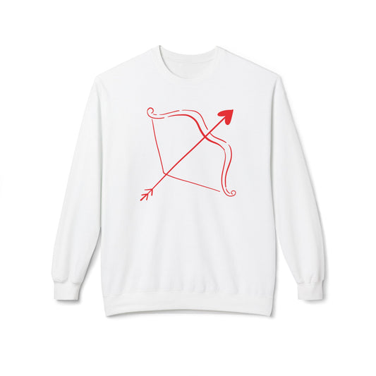 Bow & Arrow Crewneck Sweatshirt — Minimal Cupid Archery Graphic