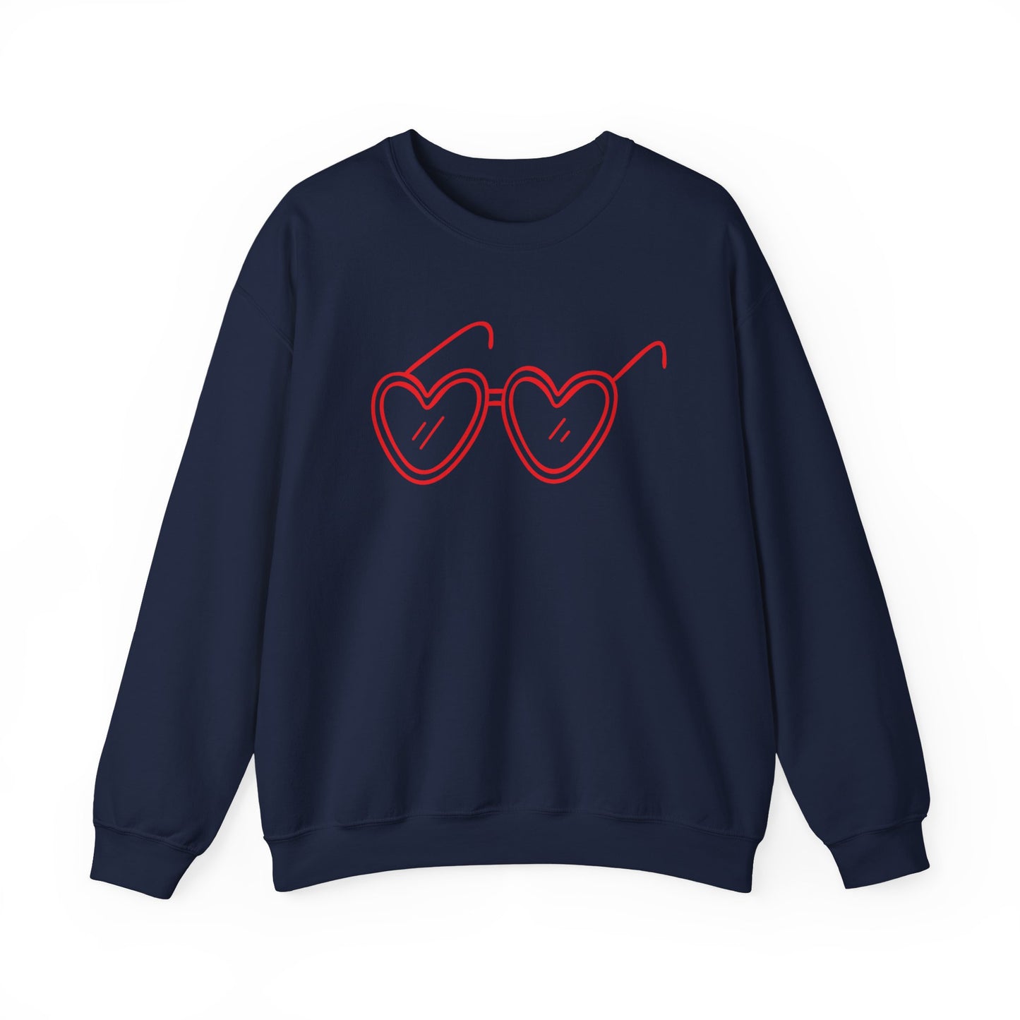 Heart Sunglasses Crewneck Sweatshirt — Cute Pink Retro Shades Pullover