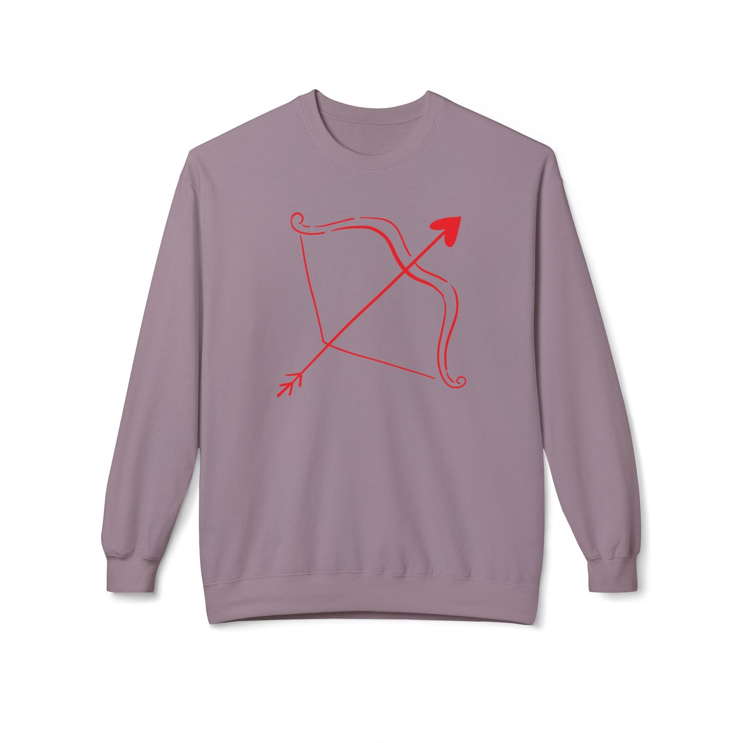 Bow & Arrow Crewneck Sweatshirt — Minimal Cupid Archery Graphic