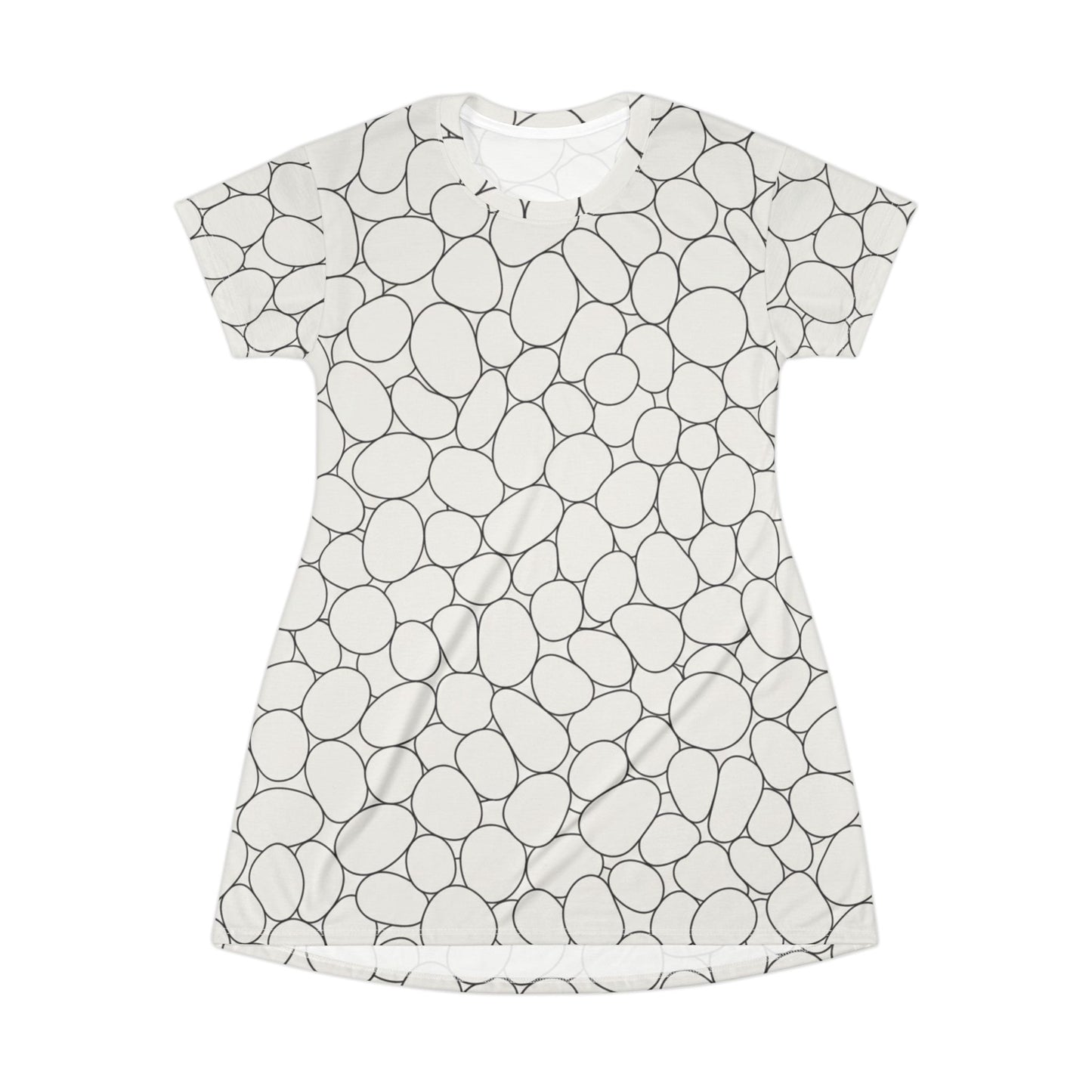 Pebble Pattern T‑Shirt Dress — Minimalist All‑Over Print Summer Dress