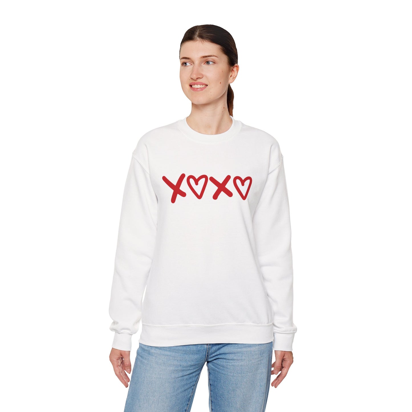 Crewneck Sweatshirt — Red XOXO Hearts Valentine’s Love Graphic