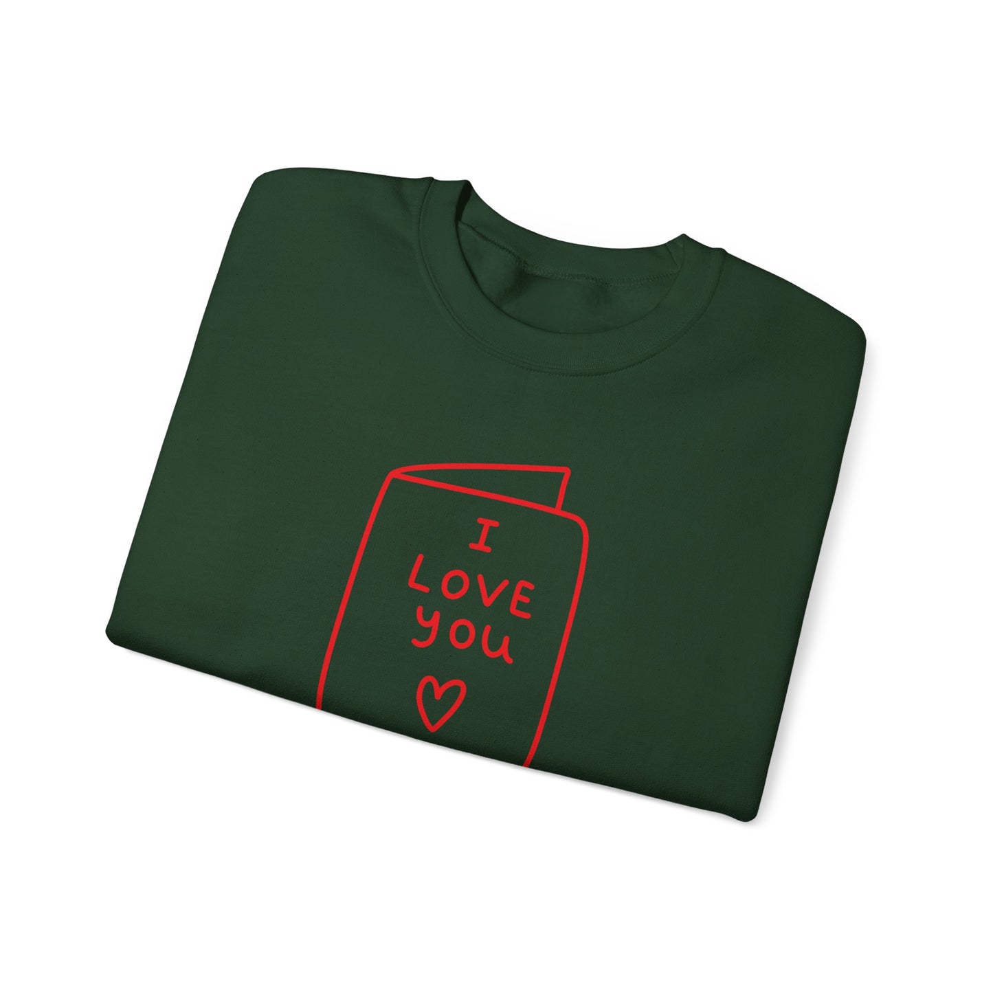 Crewneck Sweatshirt - 'I Love You' Hand-Drawn Card Graphic