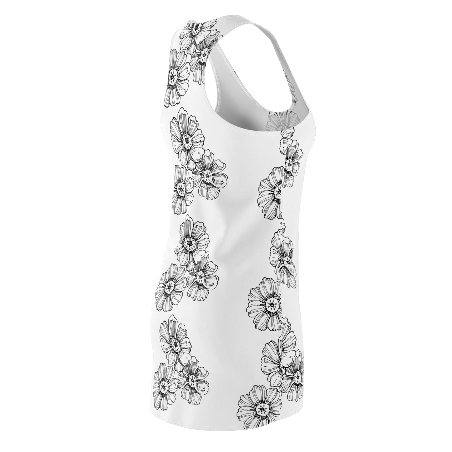 Floral Sketch Racerback Dress — Black & White Daisy Pattern