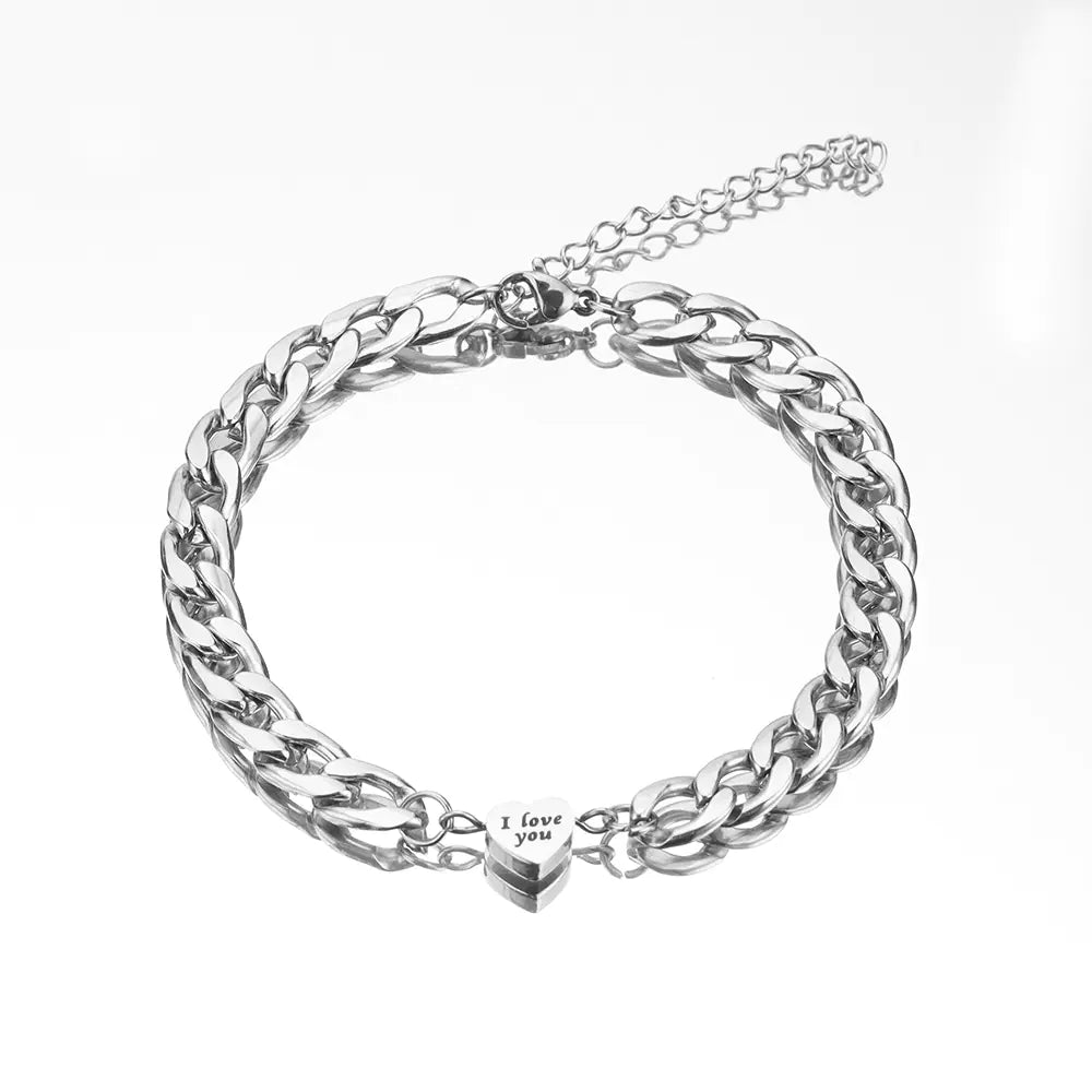 Valentine's Day Couple Bracelet - I Love You Design