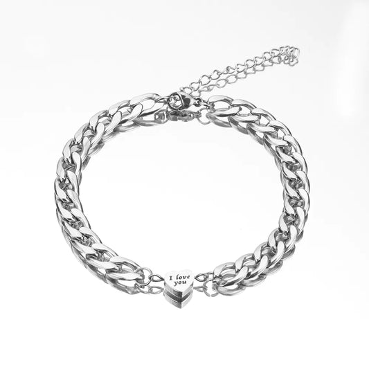 Valentine's Day Couple Bracelet - I Love You Design
