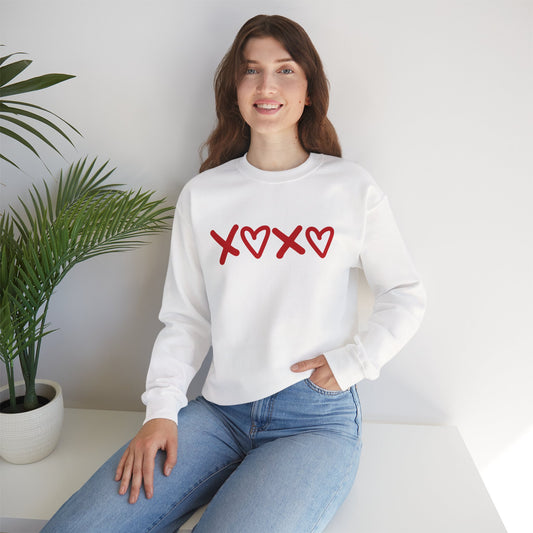 Crewneck Sweatshirt — Red XOXO Hearts Valentine’s Love Graphic