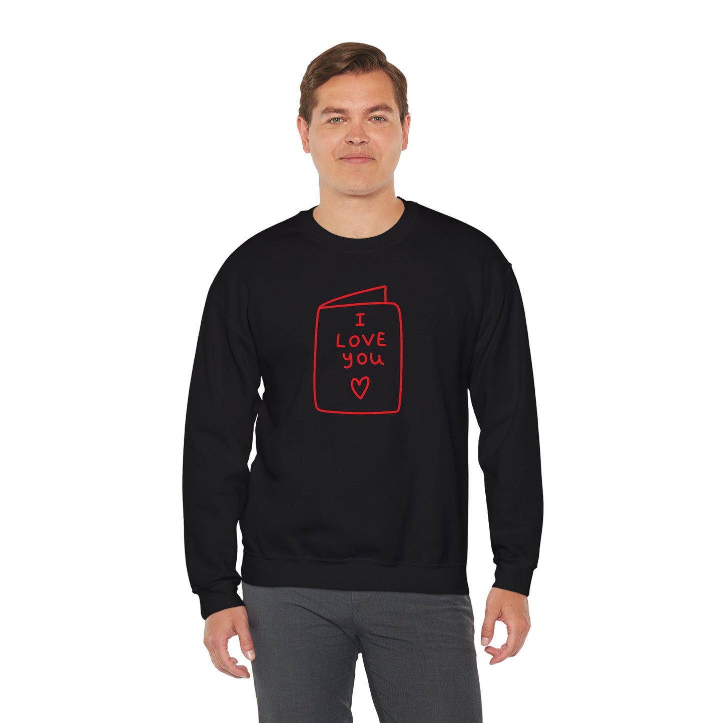 Crewneck Sweatshirt - 'I Love You' Hand-Drawn Card Graphic