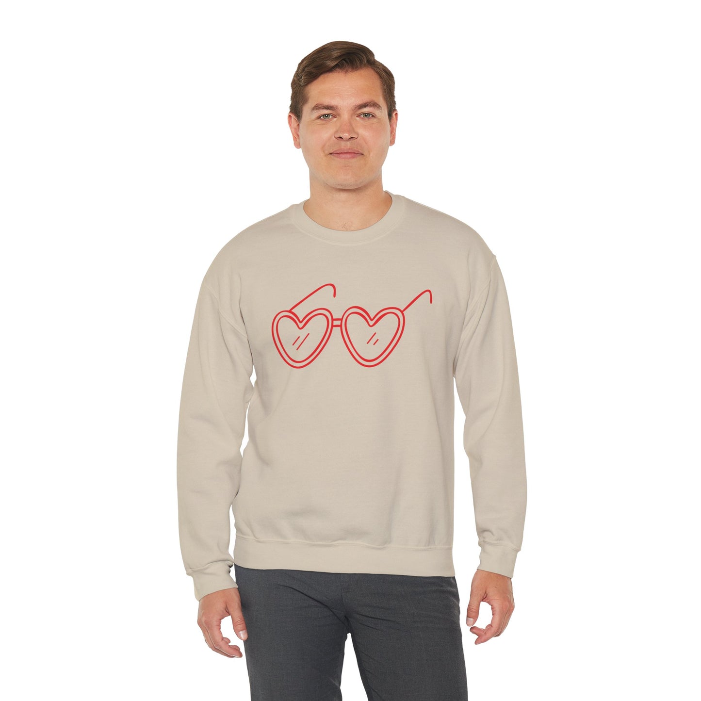 Heart Sunglasses Crewneck Sweatshirt — Cute Pink Retro Shades Pullover