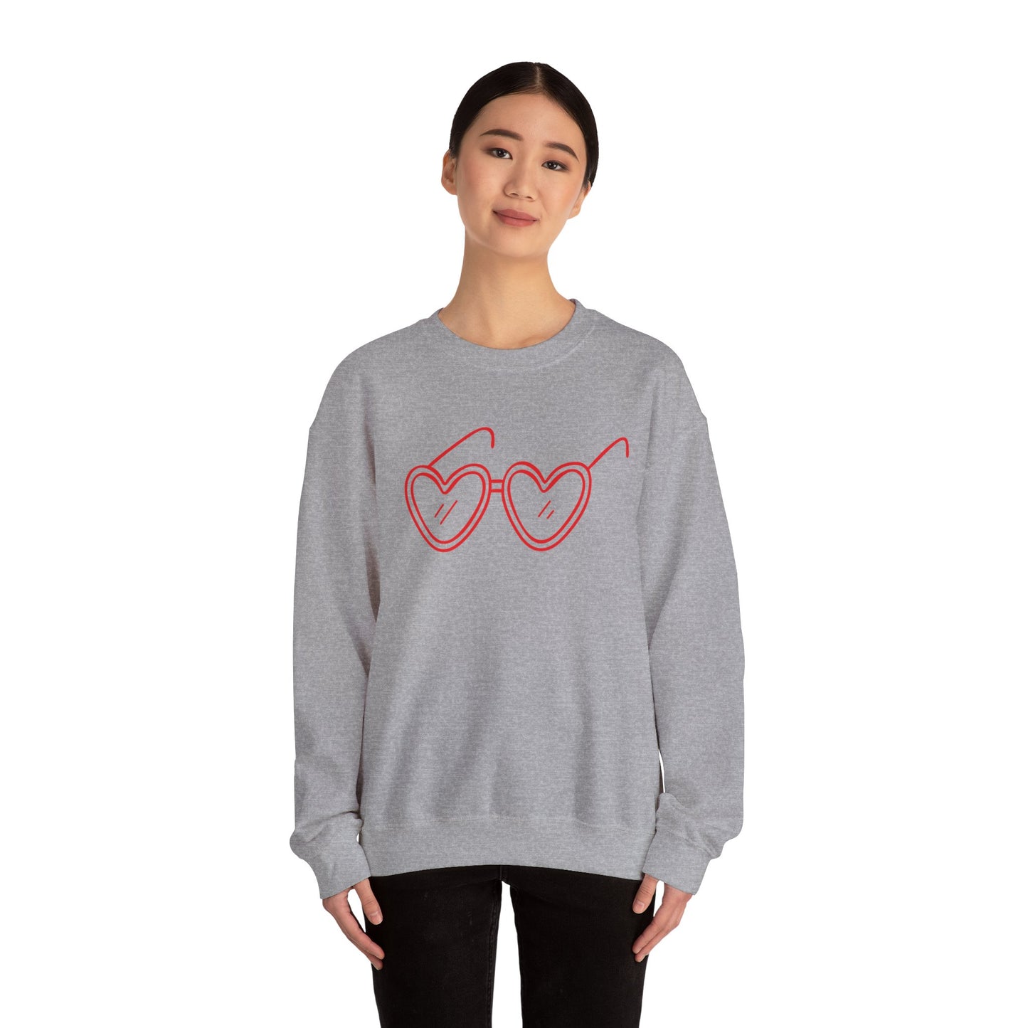 Heart Sunglasses Crewneck Sweatshirt — Cute Pink Retro Shades Pullover