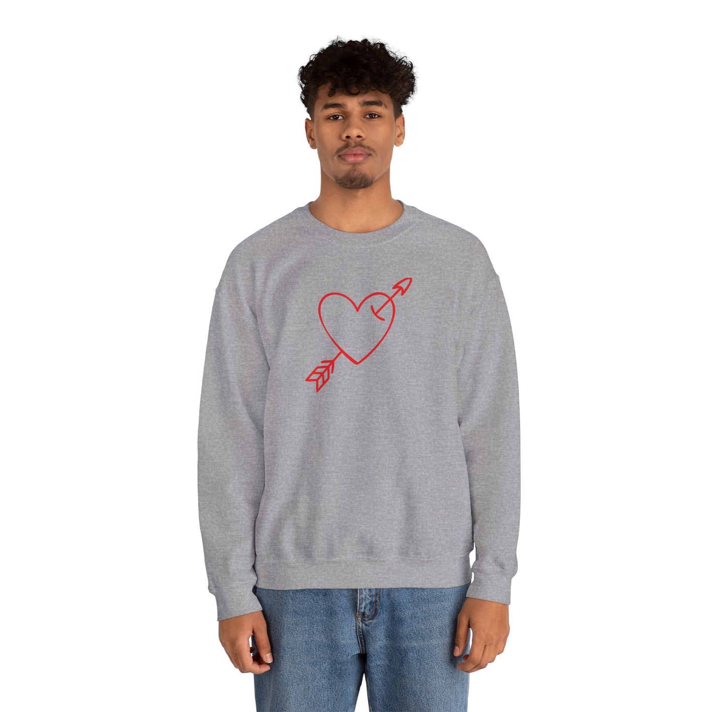 Heart Arrow Crewneck Sweatshirt — Minimal Valentine Pullover
