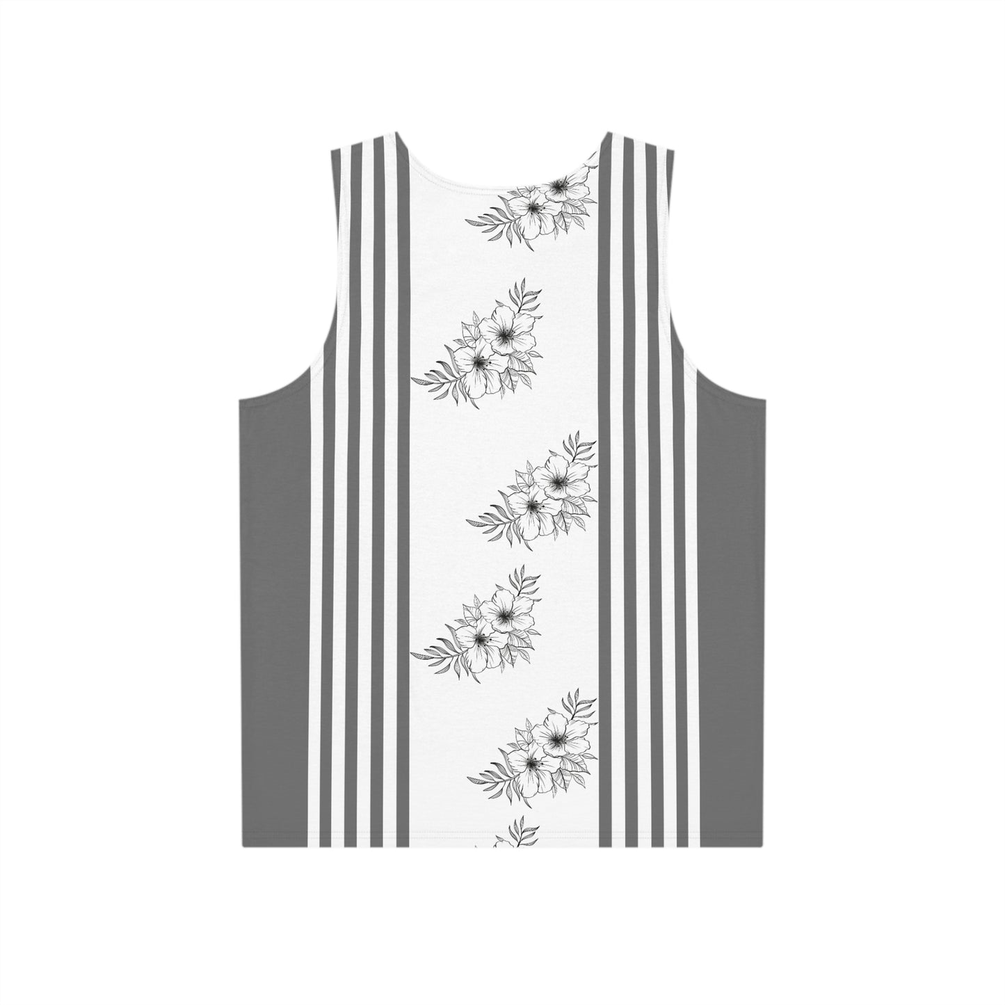 Floral Stripe Men’s Tank Top — Monochrome Sunflower Stripe AOP