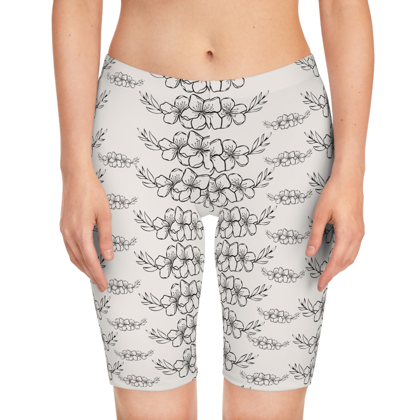 Floral Sketch Bike Shorts for Women | Minimalist Patterned Activewear