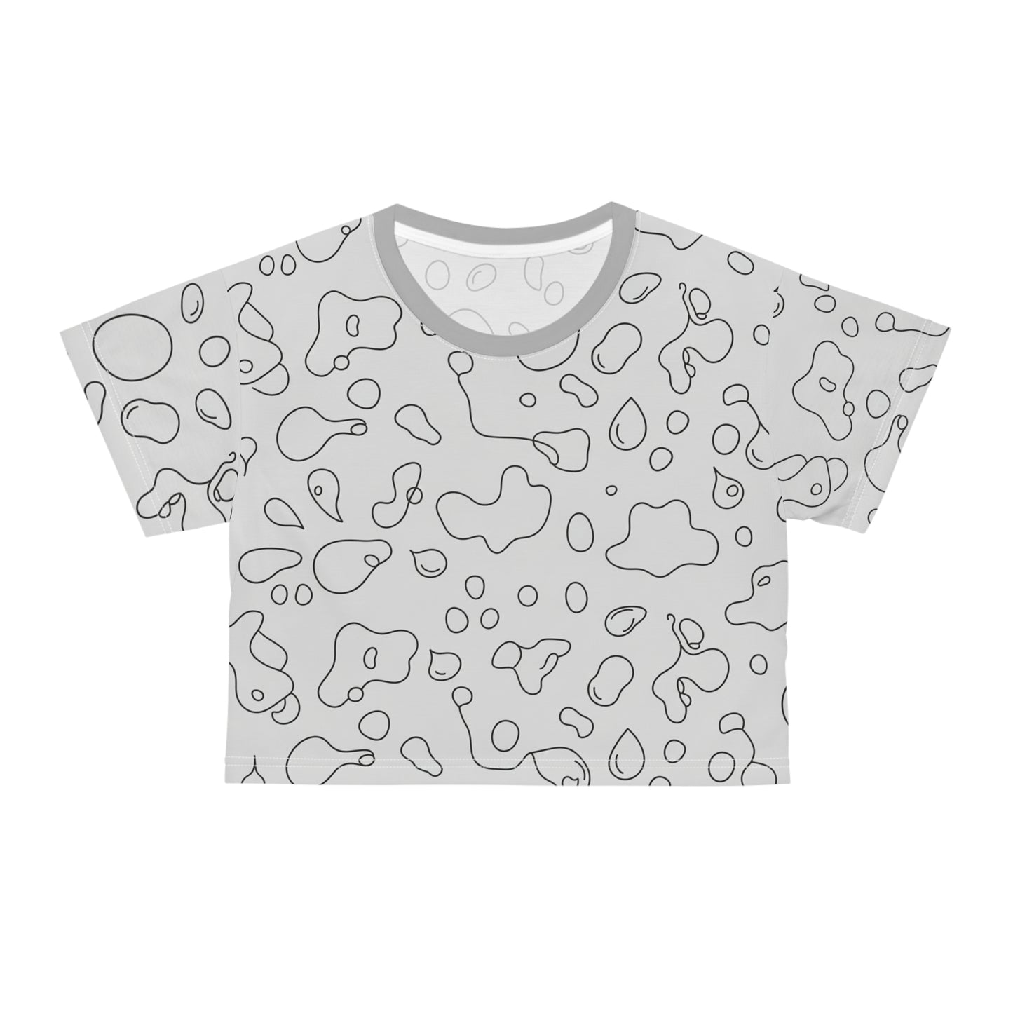 Abstract Leopard Print Crop Tee — All-Over Pattern Casual Top