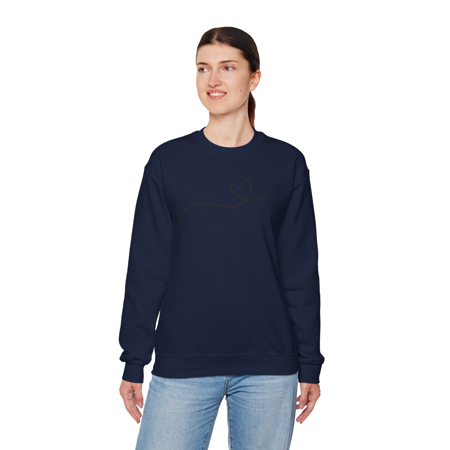 Heart Line Crewneck Sweatshirt – Minimalist Love Graphic
