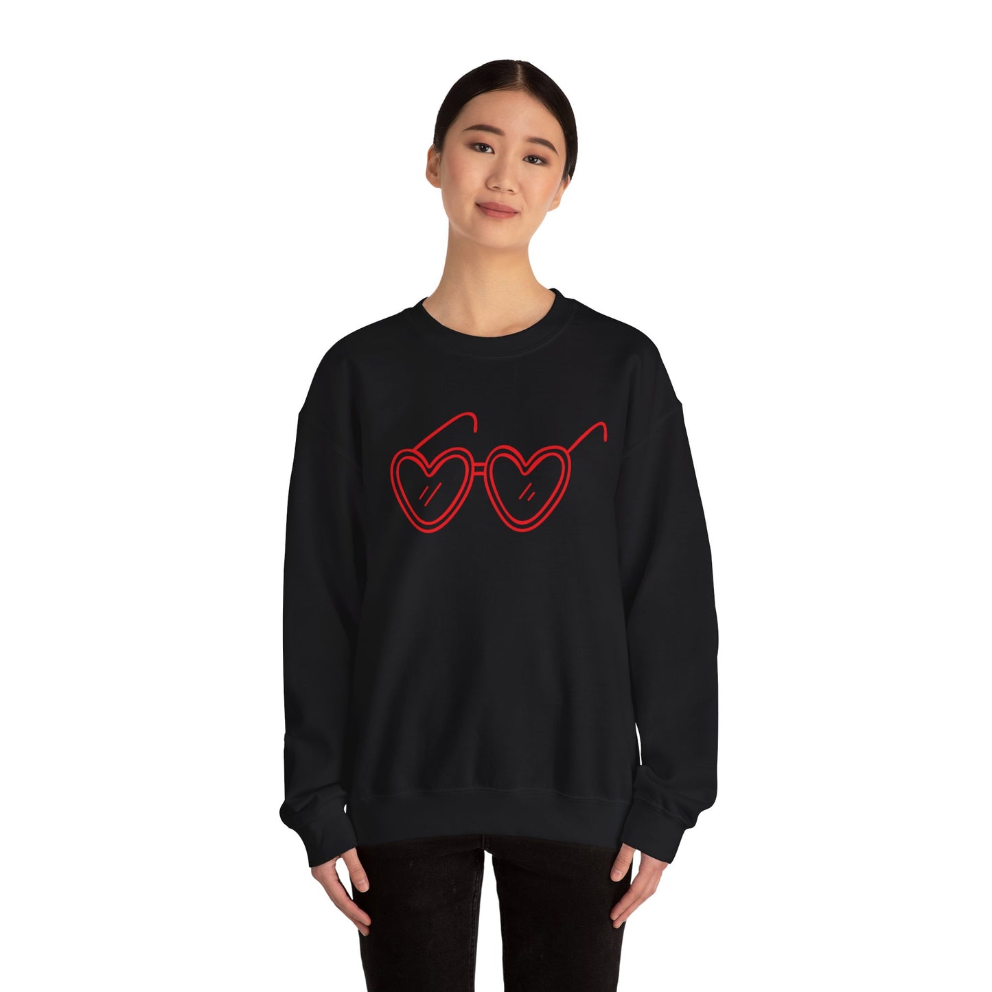 Heart Sunglasses Crewneck Sweatshirt — Cute Pink Retro Shades Pullover