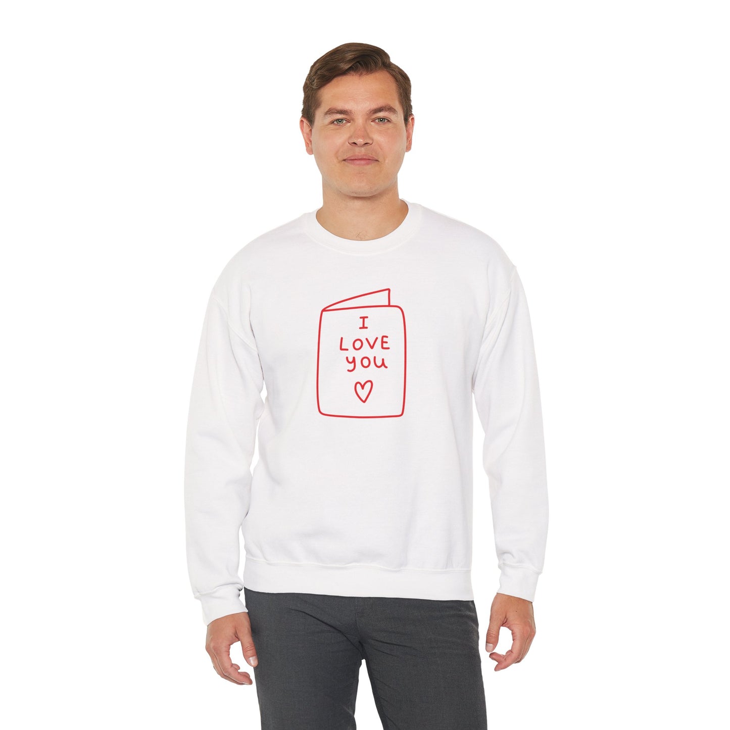 Crewneck Sweatshirt - 'I Love You' Hand-Drawn Card Graphic