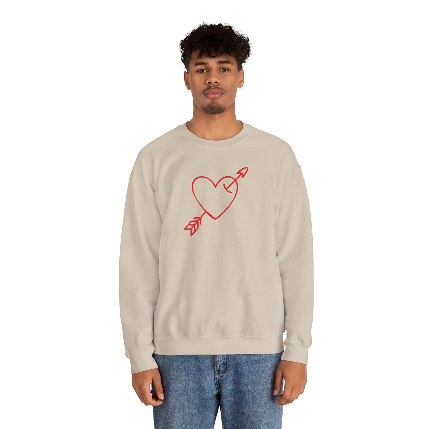 Heart Arrow Crewneck Sweatshirt — Minimal Valentine Pullover